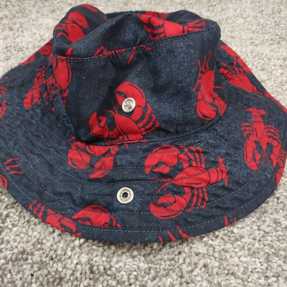 Gymboree Hat 12-24 Month Lobster Reversible Sun Bucket Adjustable Chin Strap